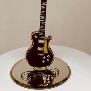 Classic Black Guitar Glass Figurine Music Lover Gift Decor